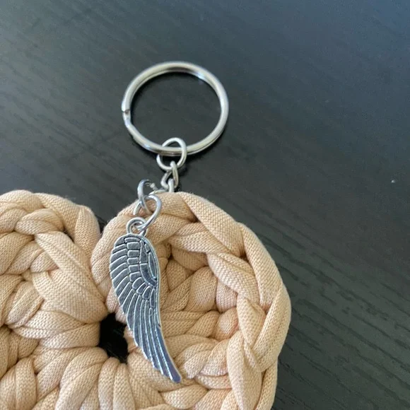 Handcrafted Tan Heart Key Holder with Tassel - Picture 2 of 4